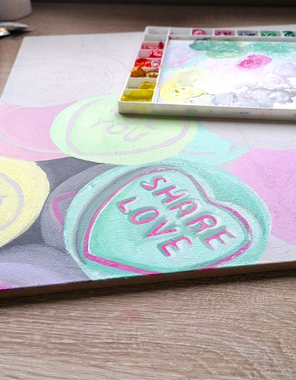 Love Hearts - Original Acrylic  and Resin Artwork
