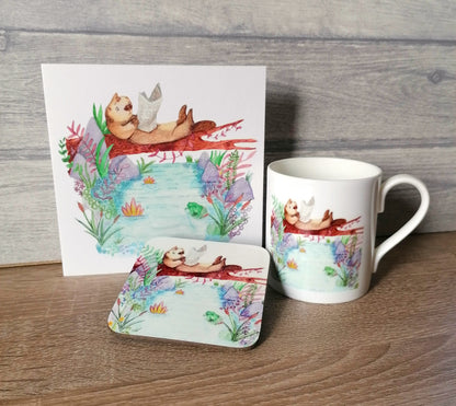 Daily Otter - Mug, Coaster and Card Set
