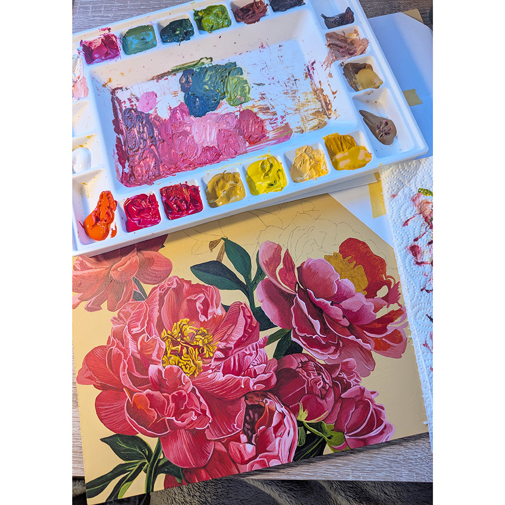 Peonies - Sudbury Yellow - Original Acrylic Artwork