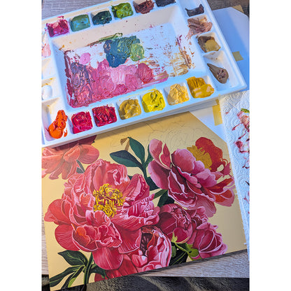 Peonies - Sudbury Yellow - Original Acrylic Artwork