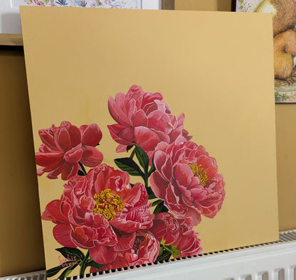 Peonies - Sudbury Yellow - Original Acrylic Artwork