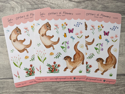 Otters and Flowers - Sticker Sheet